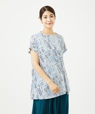 NGPJB01220 GIANNI LO GIUDICE(ジャンニ ロ ジュディチェ) [接触冷感・洗える]ラインドットプリントチュニック ブルー