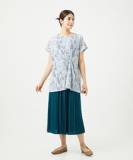 NGPJB01220 GIANNI LO GIUDICE(ジャンニ ロ ジュディチェ) [接触冷感・洗える]ラインドットプリントチュニック ブルー