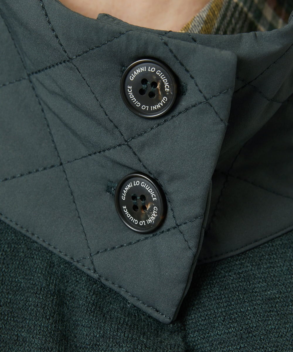 NGSAE10430 GIANNI LO GIUDICE(ジャンニ ロ ジュディチェ) [洗える]キルトドッキングニットポンチョ カーキ