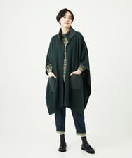 NGSAE10430 GIANNI LO GIUDICE(ジャンニ ロ ジュディチェ) [洗える]キルトドッキングニットポンチョ カーキ