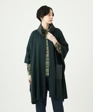 NGSAE10430 GIANNI LO GIUDICE(ジャンニ ロ ジュディチェ) [洗える]キルトドッキングニットポンチョ カーキ