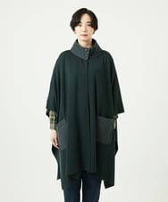 NGSAE10430 GIANNI LO GIUDICE(ジャンニ ロ ジュディチェ) [洗える]キルトドッキングニットポンチョ カーキ