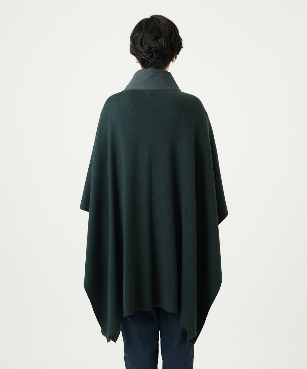 NGSAE10430 GIANNI LO GIUDICE(ジャンニ ロ ジュディチェ) [洗える]キルトドッキングニットポンチョ カーキ