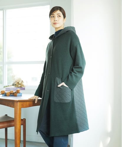 NGSAE11450 GIANNI LO GIUDICE [洗える]キルトドッキングニットコーディガン