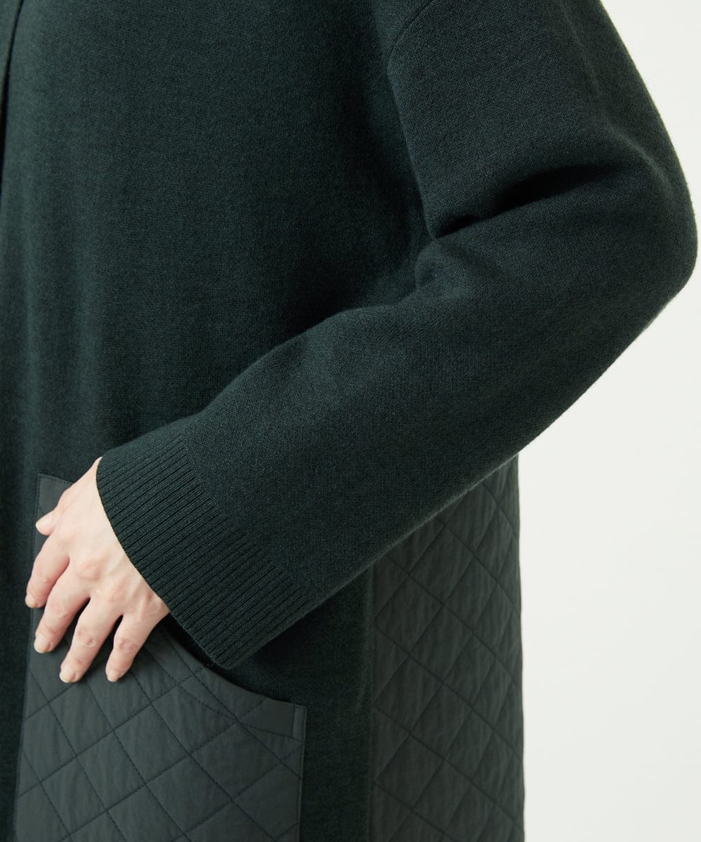 NGSAE11450 GIANNI LO GIUDICE(ジャンニ ロ ジュディチェ) [洗える]キルトドッキングニットコーディガン カーキ