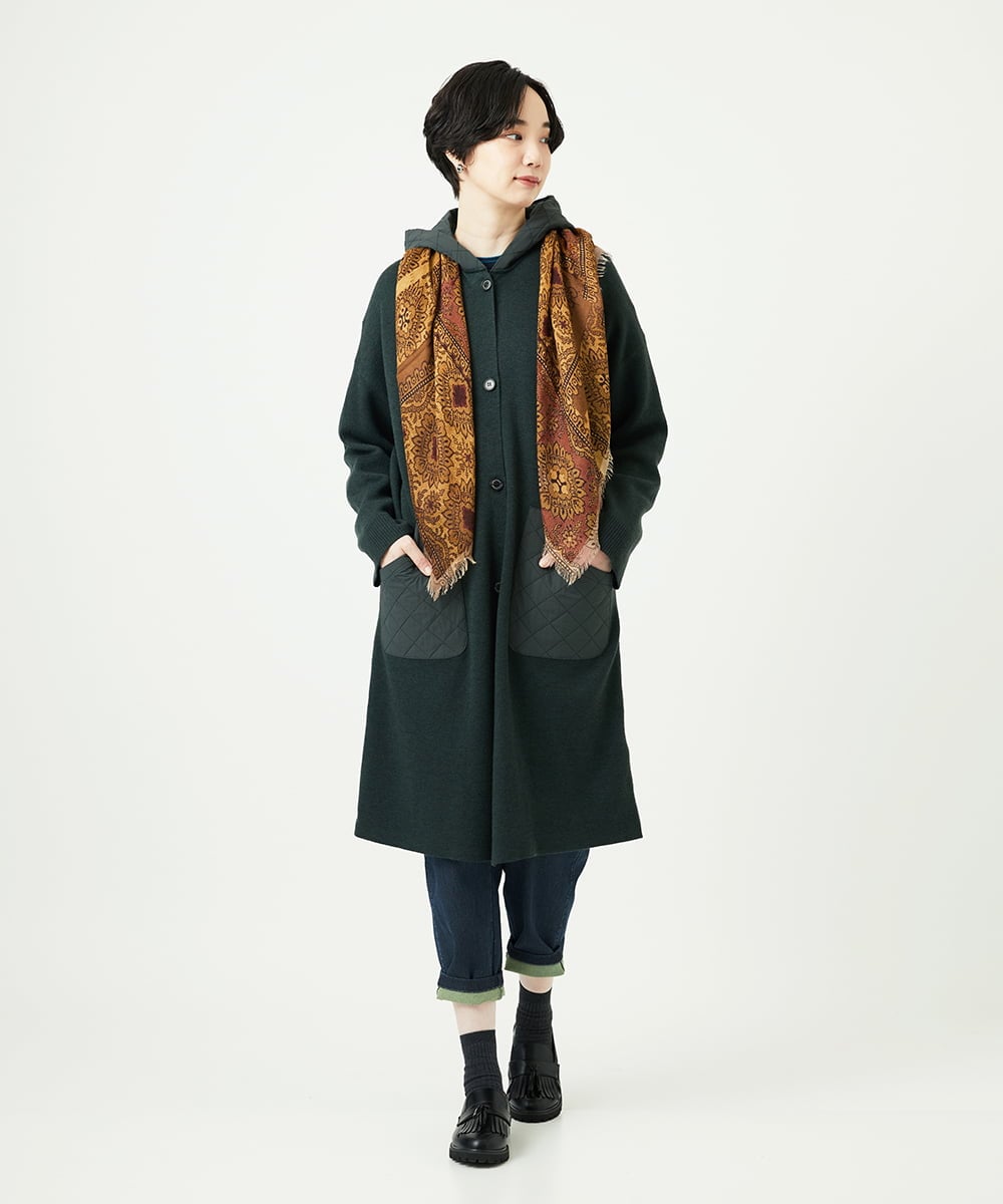 NGSAE11450 GIANNI LO GIUDICE(ジャンニ ロ ジュディチェ) [洗える]キルトドッキングニットコーディガン カーキ