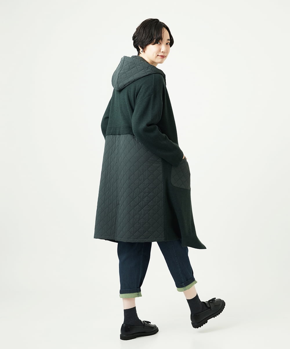 NGSAE11450 GIANNI LO GIUDICE(ジャンニ ロ ジュディチェ) [洗える]キルトドッキングニットコーディガン カーキ