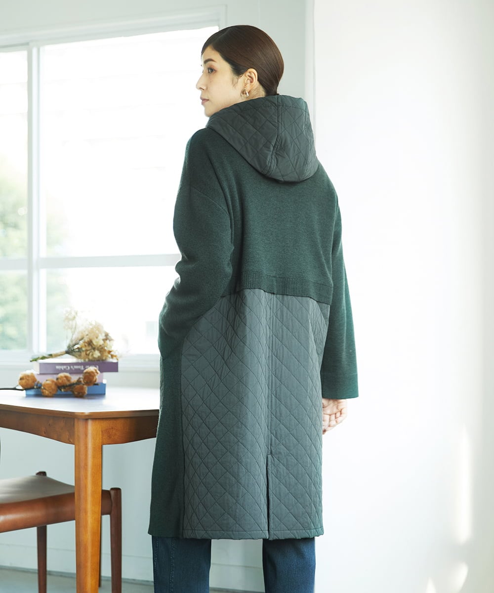 NGSAE11450 GIANNI LO GIUDICE(ジャンニ ロ ジュディチェ) [洗える]キルトドッキングニットコーディガン カーキ