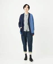 NGSAE12290 GIANNI LO GIUDICE(ジャンニ ロ ジュディチェ) [洗える]バイカラーニットカーディガン ネイビー