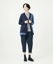 NGSAE12290 GIANNI LO GIUDICE(ジャンニ ロ ジュディチェ) [洗える]バイカラーニットカーディガン ネイビー
