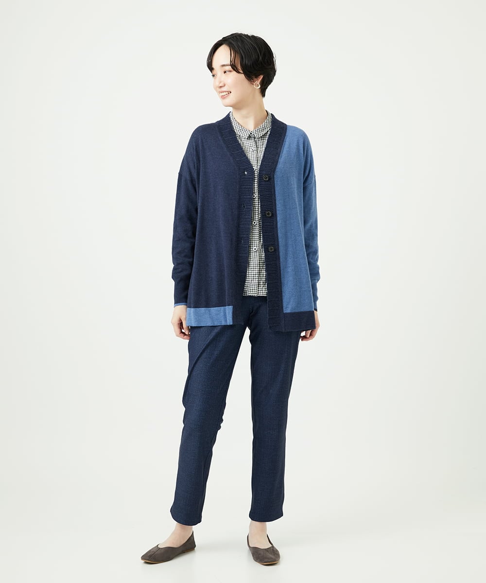 NGSAE12290 GIANNI LO GIUDICE(ジャンニ ロ ジュディチェ) [洗える]バイカラーニットカーディガン ネイビー