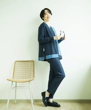NGSAE12290 GIANNI LO GIUDICE(ジャンニ ロ ジュディチェ) [洗える]バイカラーニットカーディガン ネイビー