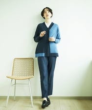 NGSAE12290 GIANNI LO GIUDICE(ジャンニ ロ ジュディチェ) [洗える]バイカラーニットカーディガン ネイビー