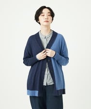 NGSAE12290 GIANNI LO GIUDICE(ジャンニ ロ ジュディチェ) [洗える]バイカラーニットカーディガン ネイビー