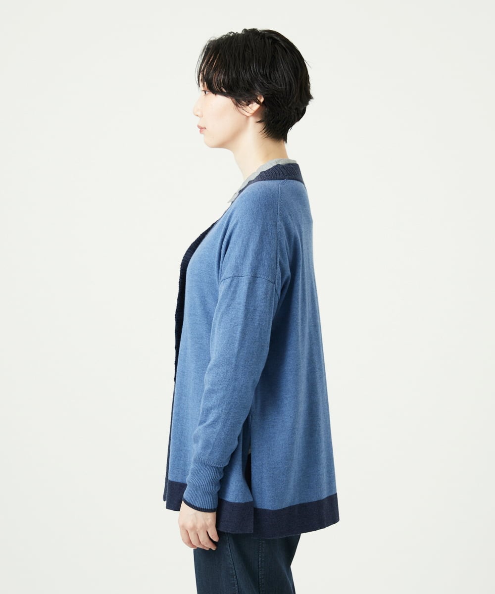 NGSAE12290 GIANNI LO GIUDICE(ジャンニ ロ ジュディチェ) [洗える]バイカラーニットカーディガン ネイビー