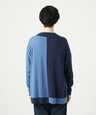 NGSAE12290 GIANNI LO GIUDICE(ジャンニ ロ ジュディチェ) [洗える]バイカラーニットカーディガン ネイビー
