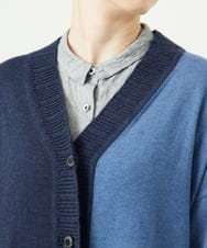 NGSAE12290 GIANNI LO GIUDICE(ジャンニ ロ ジュディチェ) [洗える]バイカラーニットカーディガン ネイビー