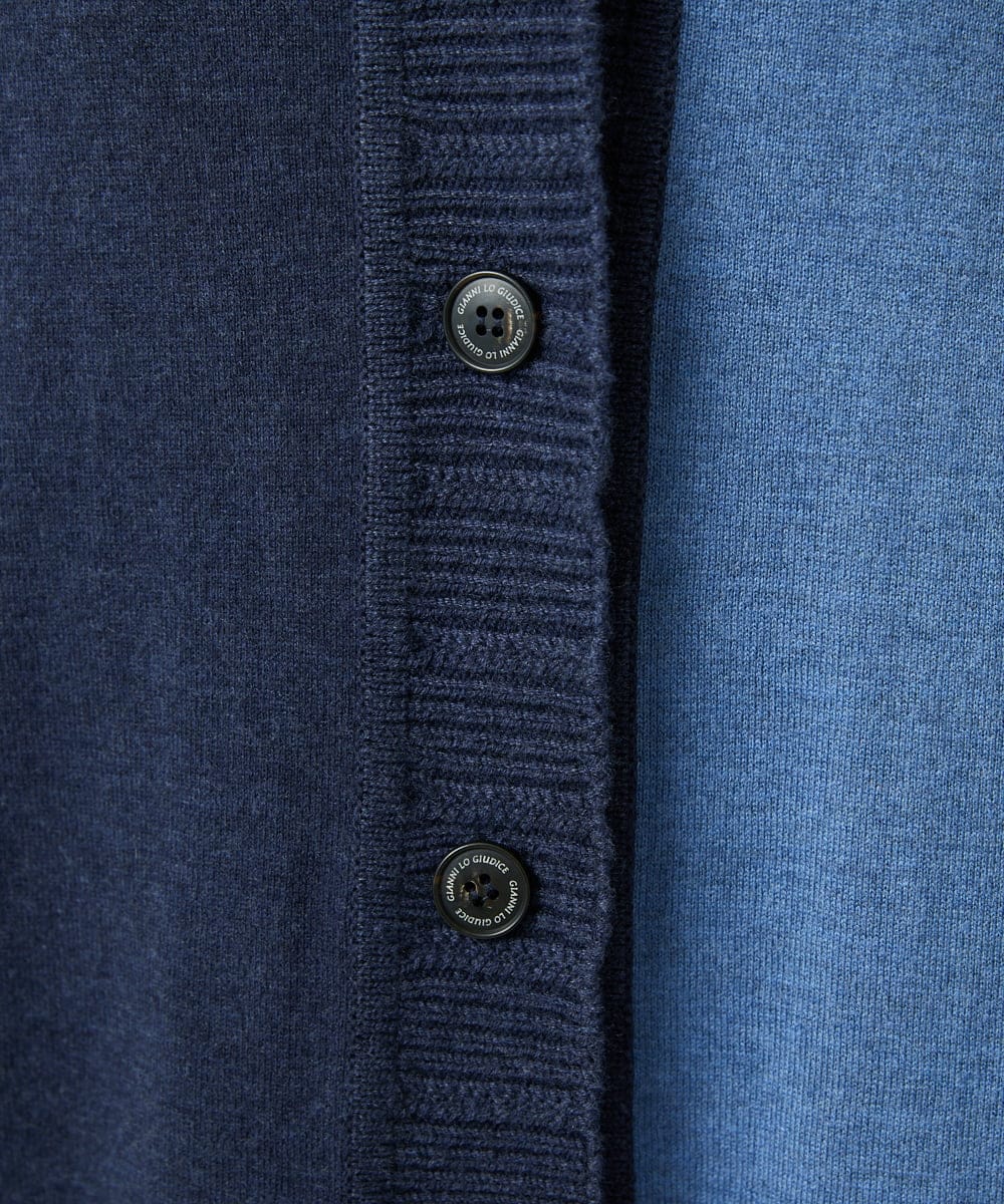 NGSAE12290 GIANNI LO GIUDICE(ジャンニ ロ ジュディチェ) [洗える]バイカラーニットカーディガン ネイビー