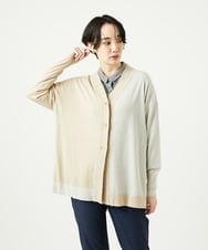 NGSAE12290 GIANNI LO GIUDICE(ジャンニ ロ ジュディチェ) [洗える]バイカラーニットカーディガン ベージュ