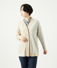 NGSAE12290 GIANNI LO GIUDICE(ジャンニ ロ ジュディチェ) [洗える]バイカラーニットカーディガン ベージュ