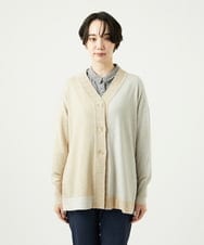 NGSAE12290 GIANNI LO GIUDICE(ジャンニ ロ ジュディチェ) [洗える]バイカラーニットカーディガン ベージュ
