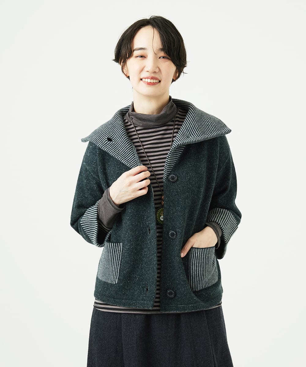 NGSAE40390 GIANNI LO GIUDICE(ジャンニ ロ ジュディチェ) エキストラファインメリノ ウールニットジャケット ダークグリーン