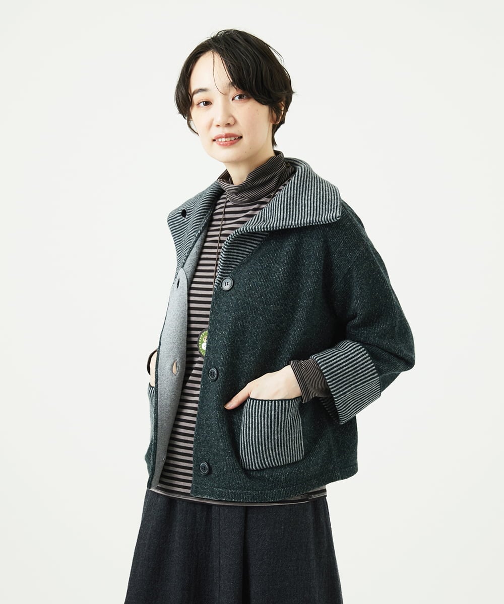 NGSAE40390 GIANNI LO GIUDICE(ジャンニ ロ ジュディチェ) エキストラファインメリノ ウールニットジャケット ダークグリーン