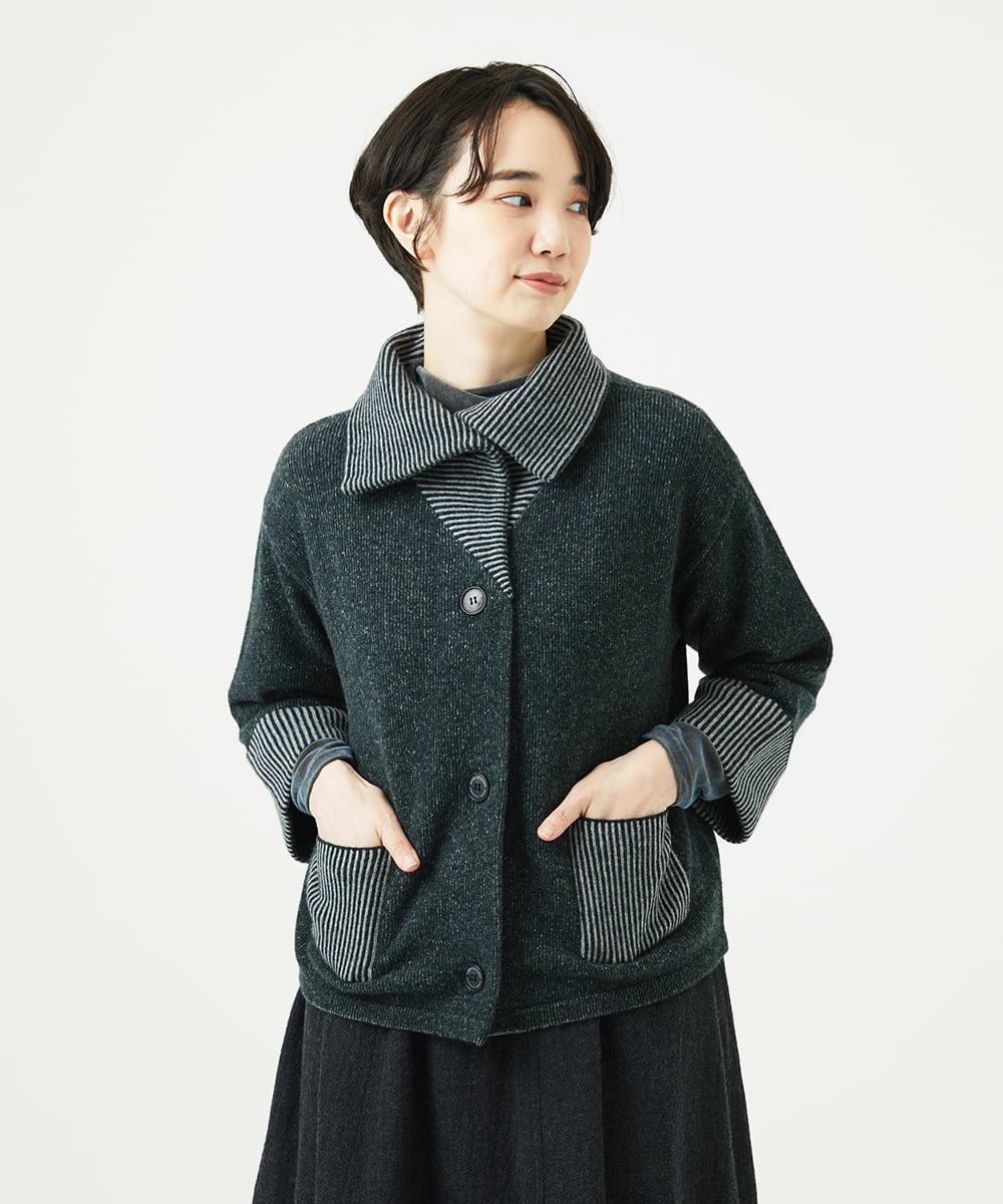 NGSAE40390 GIANNI LO GIUDICE(ジャンニ ロ ジュディチェ) エキストラファインメリノ ウールニットジャケット ダークグリーン