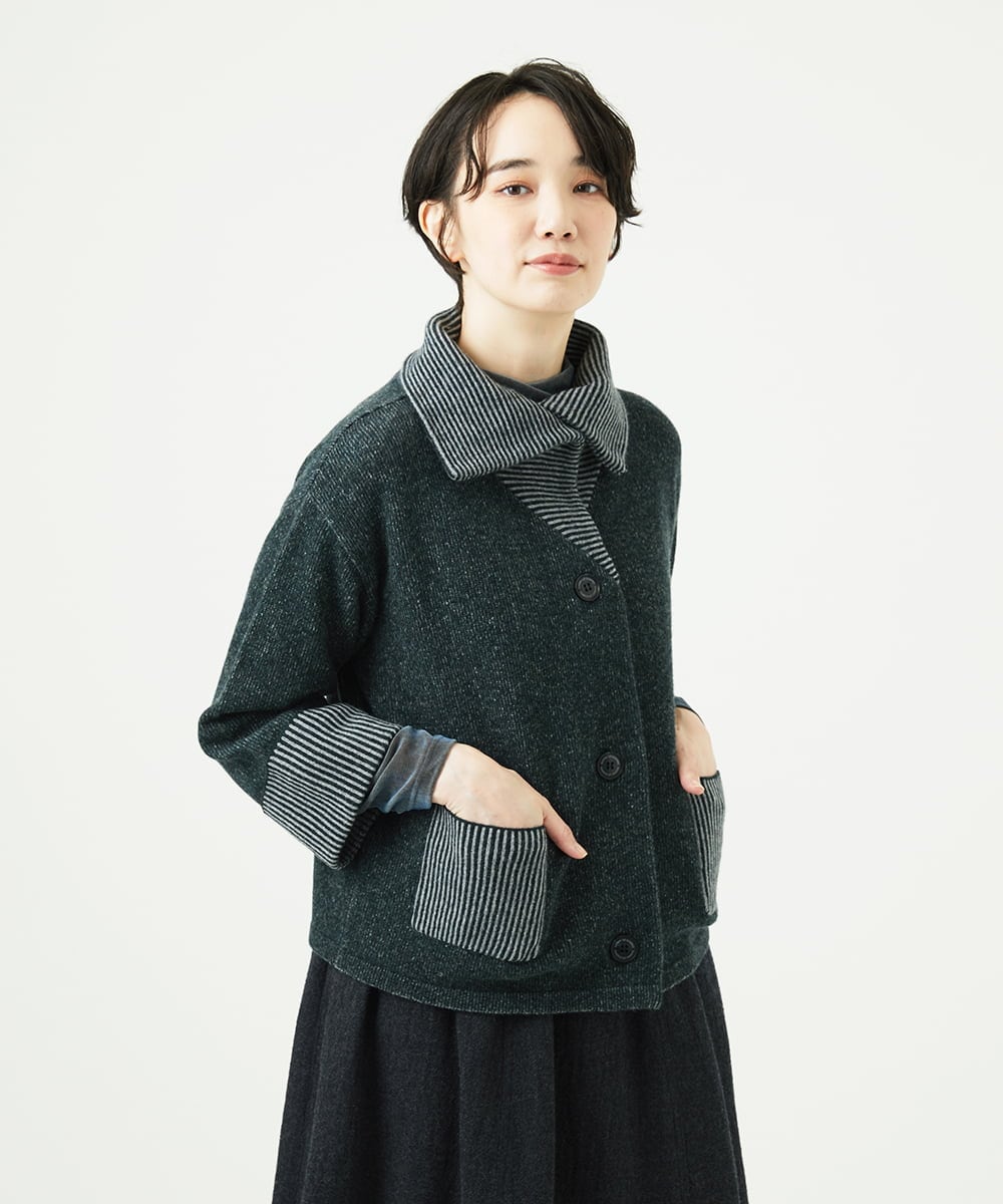 NGSAE40390 GIANNI LO GIUDICE(ジャンニ ロ ジュディチェ) エキストラファインメリノ ウールニットジャケット ダークグリーン