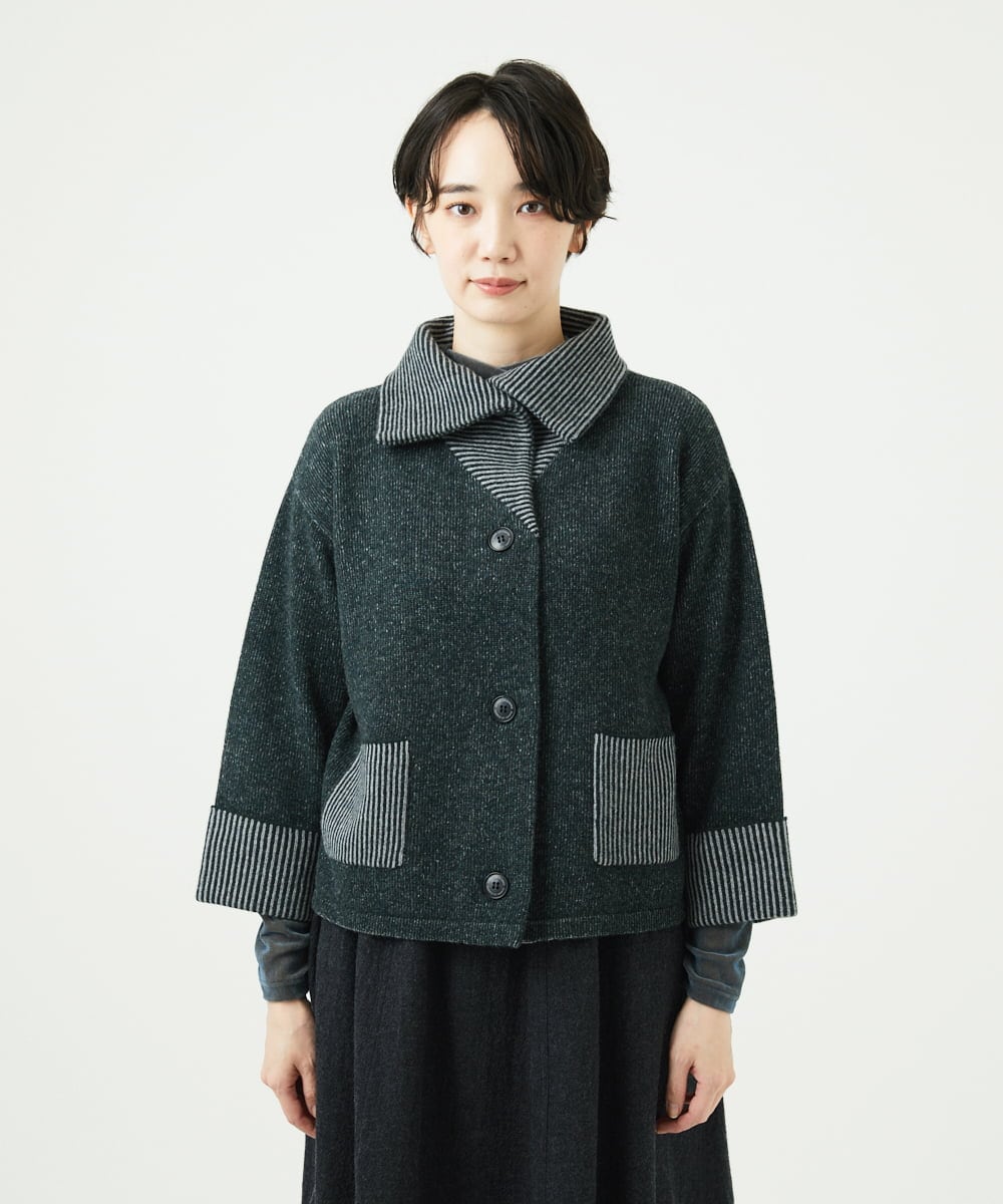 NGSAE40390 GIANNI LO GIUDICE(ジャンニ ロ ジュディチェ) エキストラファインメリノ ウールニットジャケット ダークグリーン