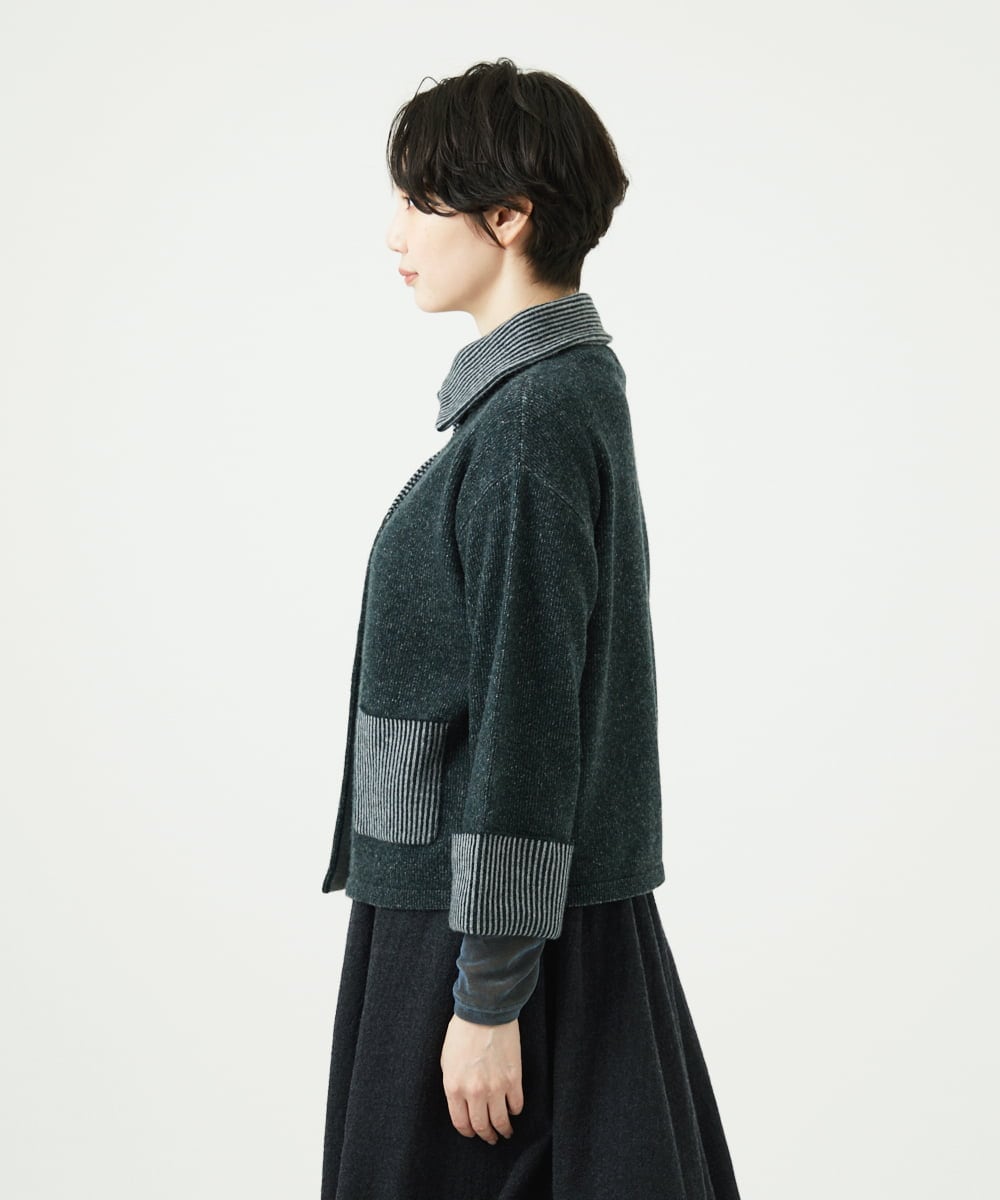 NGSAE40390 GIANNI LO GIUDICE(ジャンニ ロ ジュディチェ) エキストラファインメリノ ウールニットジャケット ダークグリーン