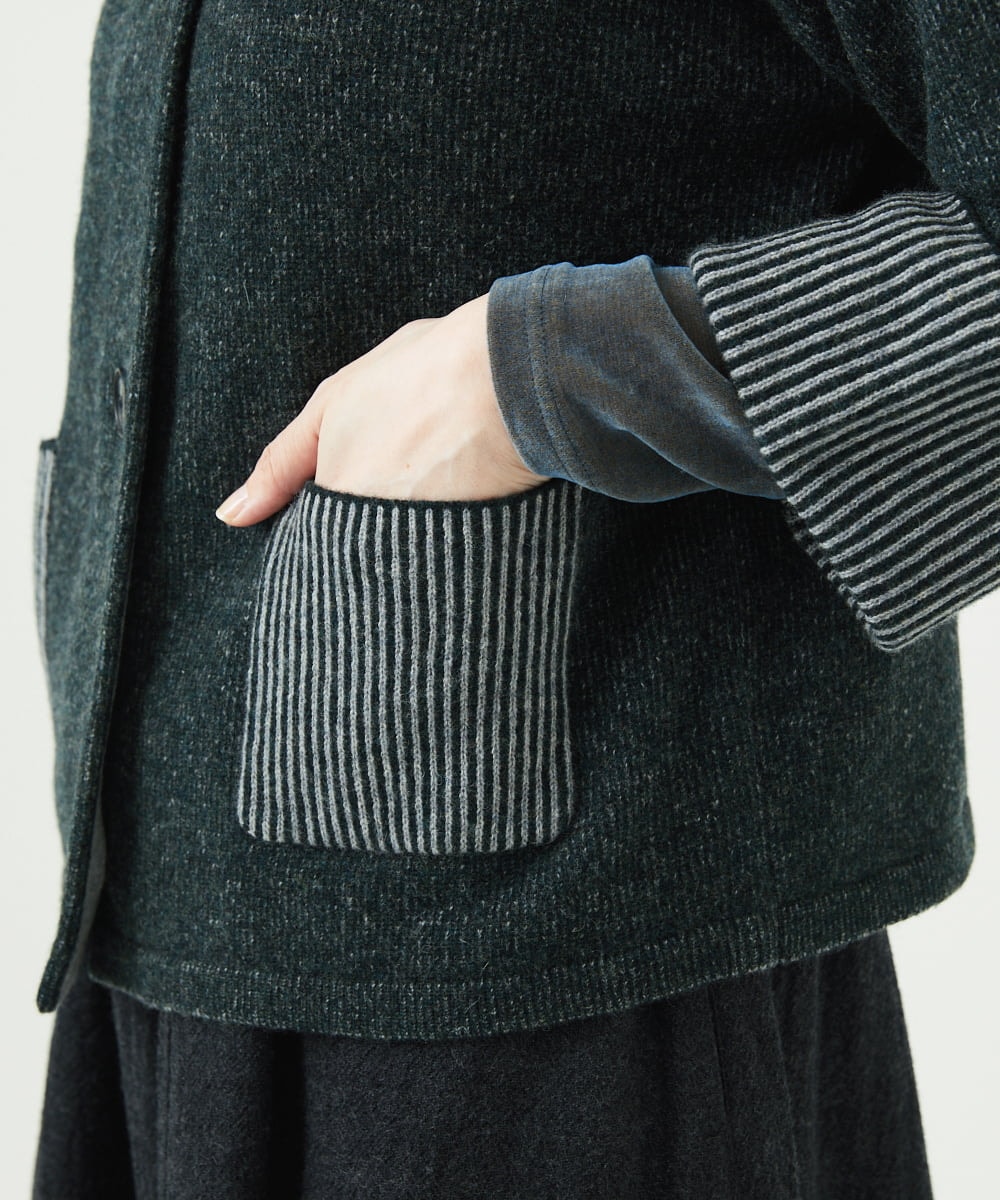 NGSAE40390 GIANNI LO GIUDICE(ジャンニ ロ ジュディチェ) エキストラファインメリノ ウールニットジャケット ダークグリーン