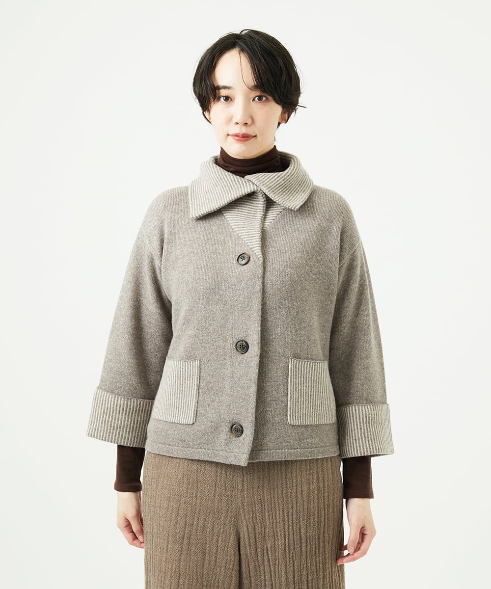 NGSAE40390 GIANNI LO GIUDICE(ジャンニ ロ ジュディチェ) エキストラファインメリノ ウールニットジャケット ベージュ