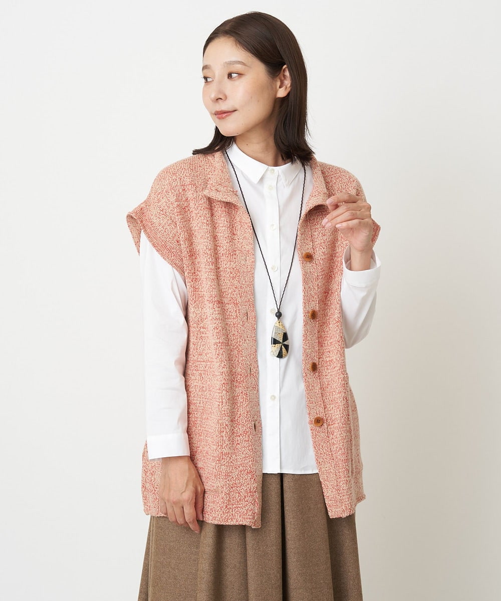 NGSAV51270 GIANNI LO GIUDICE(ジャンニ ロ ジュディチェ) [日本製]シーレロングニットジレ レッド