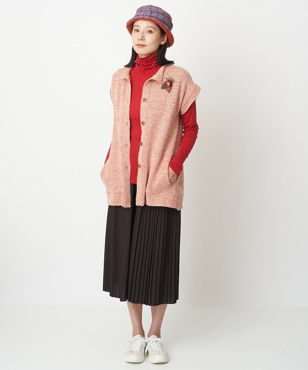 NGSAV51270 GIANNI LO GIUDICE(ジャンニ ロ ジュディチェ) [日本製]シーレロングニットジレ レッド