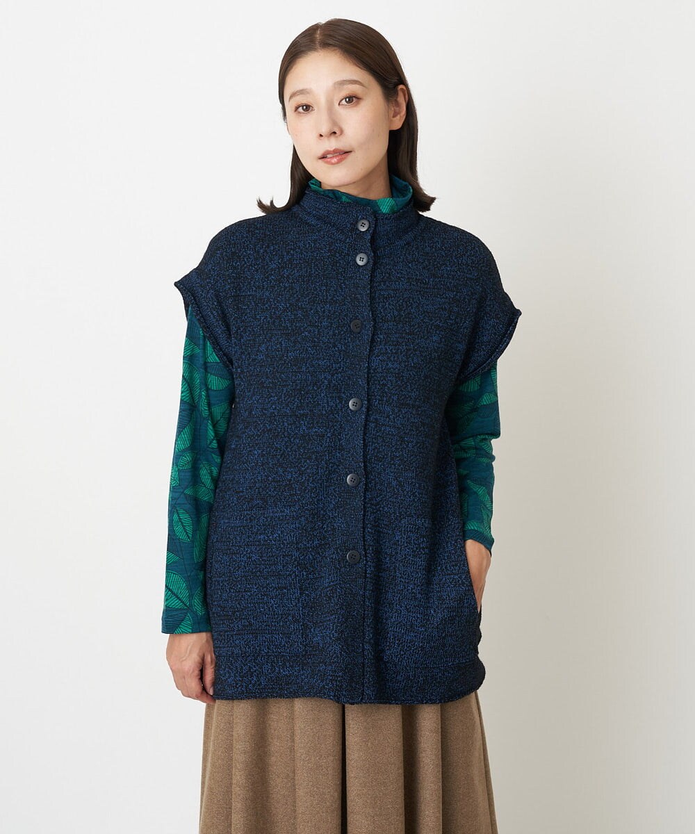 NGSAV51270 GIANNI LO GIUDICE(ジャンニ ロ ジュディチェ) [日本製]シーレロングニットジレ ネイビー