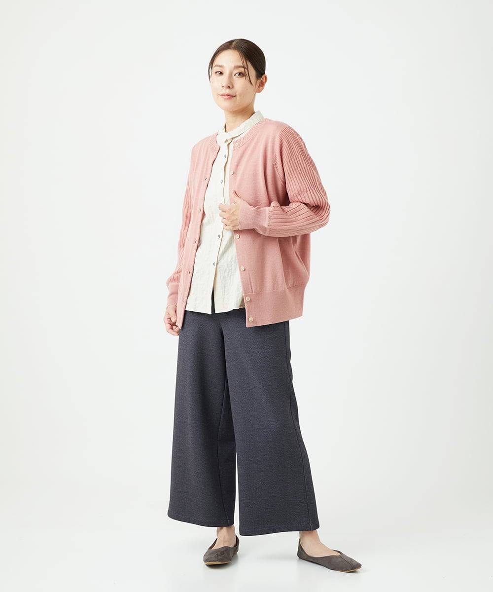 NGSCE50270 GIANNI LO GIUDICE(ジャンニ ロ ジュディチェ) [洗える]ウール混リブニットカーディガン ピンク