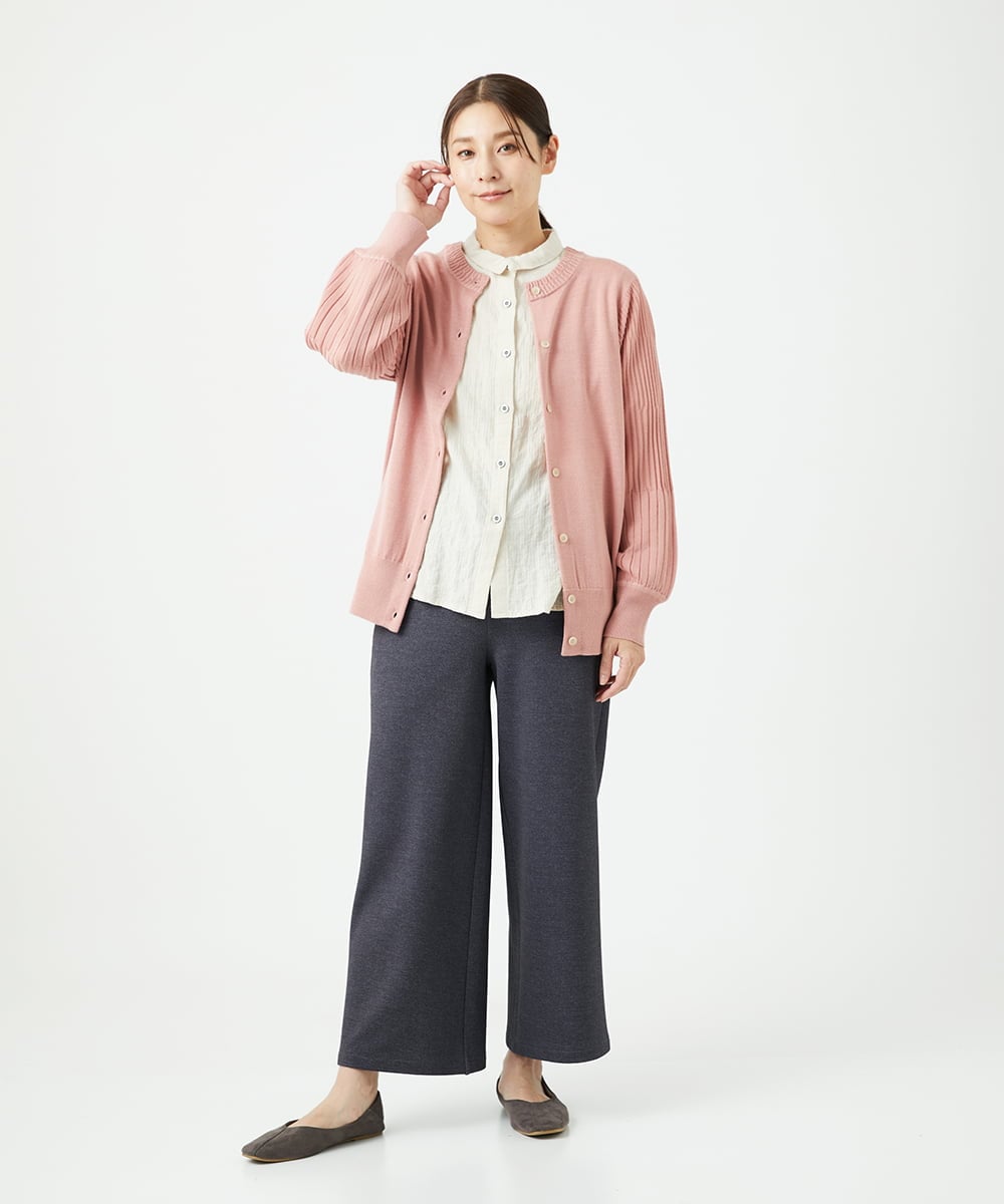 NGSCE50270 GIANNI LO GIUDICE(ジャンニ ロ ジュディチェ) [洗える]ウール混リブニットカーディガン ピンク