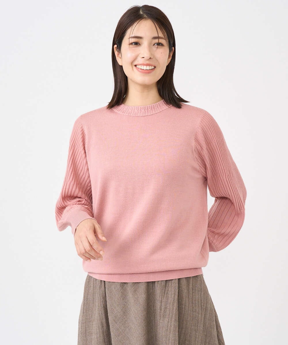 NGSCE50270 GIANNI LO GIUDICE(ジャンニ ロ ジュディチェ) [洗える]ウール混リブニットカーディガン ピンク