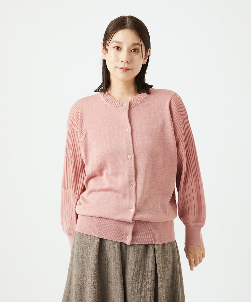 NGSCE50270 GIANNI LO GIUDICE(ジャンニ ロ ジュディチェ) [洗える]ウール混リブニットカーディガン ピンク