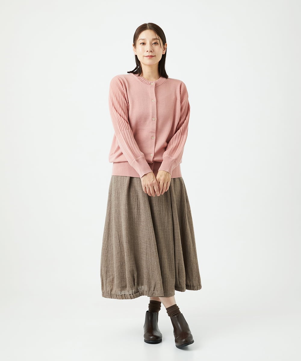 NGSCE50270 GIANNI LO GIUDICE(ジャンニ ロ ジュディチェ) [洗える]ウール混リブニットカーディガン ピンク