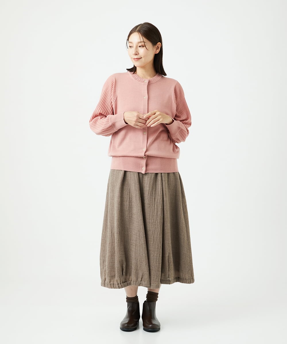 NGSCE50270 GIANNI LO GIUDICE(ジャンニ ロ ジュディチェ) [洗える]ウール混リブニットカーディガン ピンク