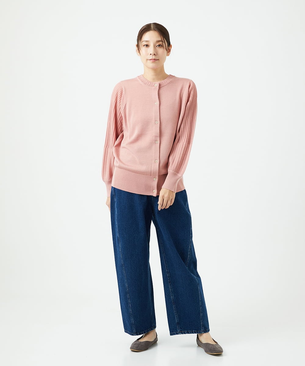 NGSCE50270 GIANNI LO GIUDICE(ジャンニ ロ ジュディチェ) [洗える]ウール混リブニットカーディガン ピンク