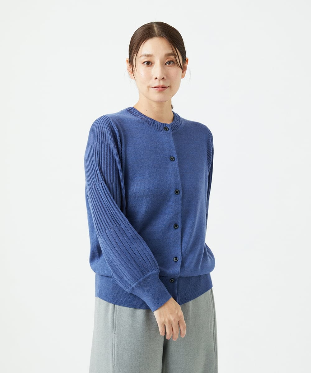 NGSCE50270 GIANNI LO GIUDICE [洗える]ウール混リブニットカーディガン