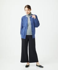 NGSCE50270 GIANNI LO GIUDICE(ジャンニ ロ ジュディチェ) [洗える]ウール混リブニットカーディガン ブルー