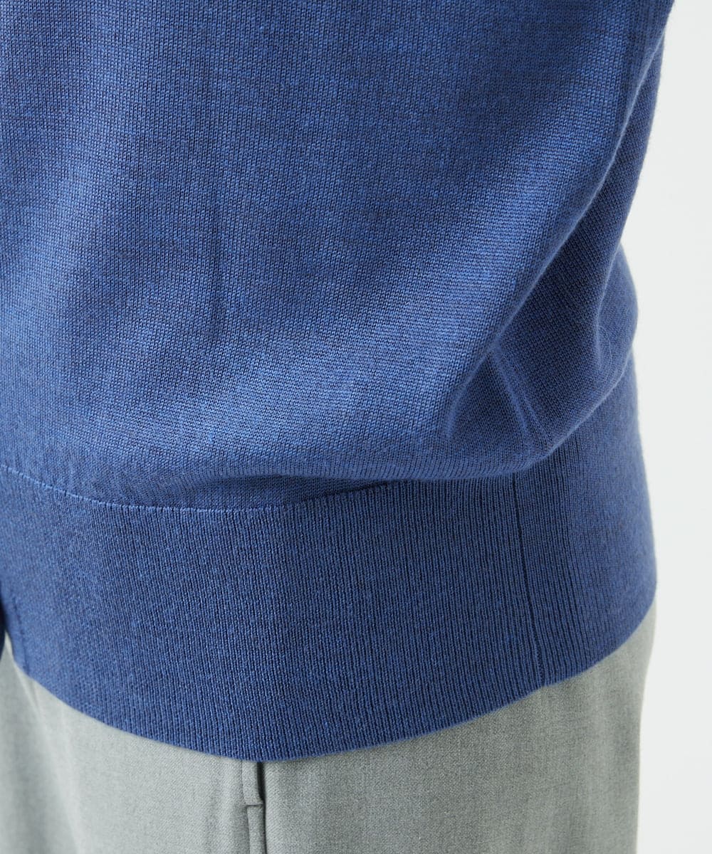 NGSCE50270 GIANNI LO GIUDICE(ジャンニ ロ ジュディチェ) [洗える]ウール混リブニットカーディガン ブルー