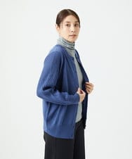 NGSCE50270 GIANNI LO GIUDICE(ジャンニ ロ ジュディチェ) [洗える]ウール混リブニットカーディガン ブルー