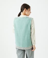 NGSCF50240 GIANNI LO GIUDICE(ジャンニ ロ ジュディチェ) [洗える]カスリパネルボーダーニットベスト グリーン