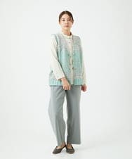 NGSCF50240 GIANNI LO GIUDICE(ジャンニ ロ ジュディチェ) [洗える]カスリパネルボーダーニットベスト グリーン