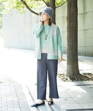 NGSCF50240 GIANNI LO GIUDICE(ジャンニ ロ ジュディチェ) [洗える]カスリパネルボーダーニットベスト グリーン